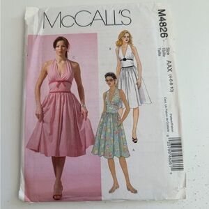 McCall’s M4826 Misses Halter Dress Sewing Pattern Uncut 4-6-8-10 Vintage Style